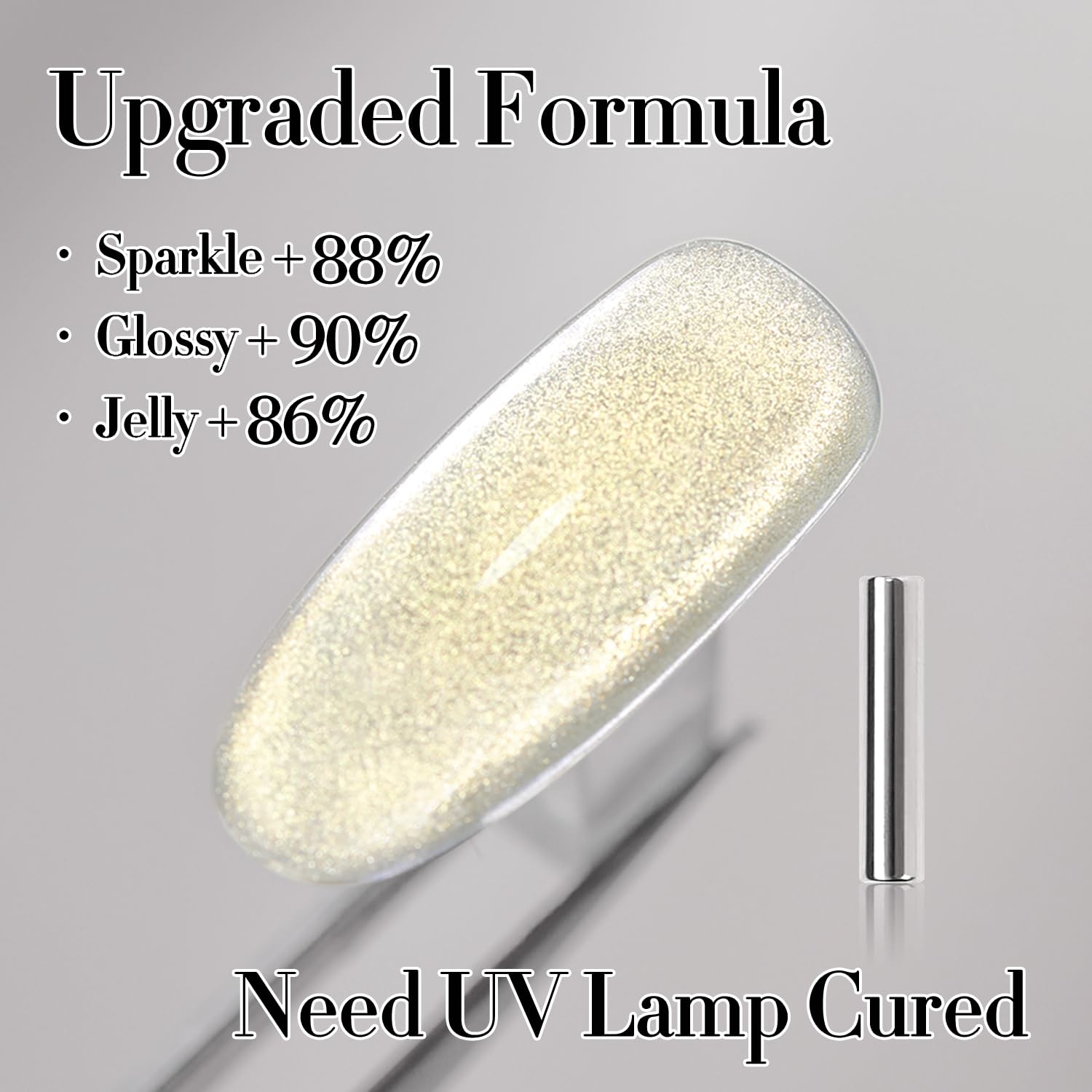 Double Rhythm Cat Eye Gel Polish with Magnet 15ML Ice Glass Holographic Glitter Shimmer Translucent Sheer Color Salon Soak Off Magnetic at Home (Gold-MC1140)-BrightBean Baby