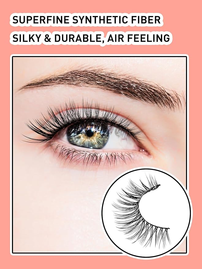 Wispy Cat Eye Lashes False Eyelashes Natural 10mm Short Lashes Pack Soft Strip Eyelash 3D Volume C Curl Natural Eyelashes 7 Pair Siligli Eyelashes-BrightBean Baby