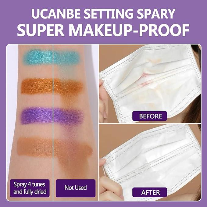 Long Lasting Makeup Setting Spray Kit- 6.76 Fl oz Hydrating Matte Finish Mist Lightweight Face Make up Fixer +Travel Size Spray Bottle+Sponge Puff Makeup Set-BrightBean Baby
