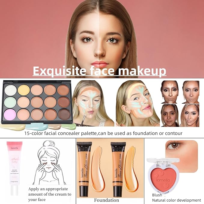 Travel Makeup Kit,Girl Makeup Kit for Girls Ages 8-12,Kids Makeup Sets for Girls 5-8,Makeup Kit for Girls,Makeup Sets For Women Full Kit,Makeup Set for Kids,Suitable for Beginners,Teens-BrightBean Baby