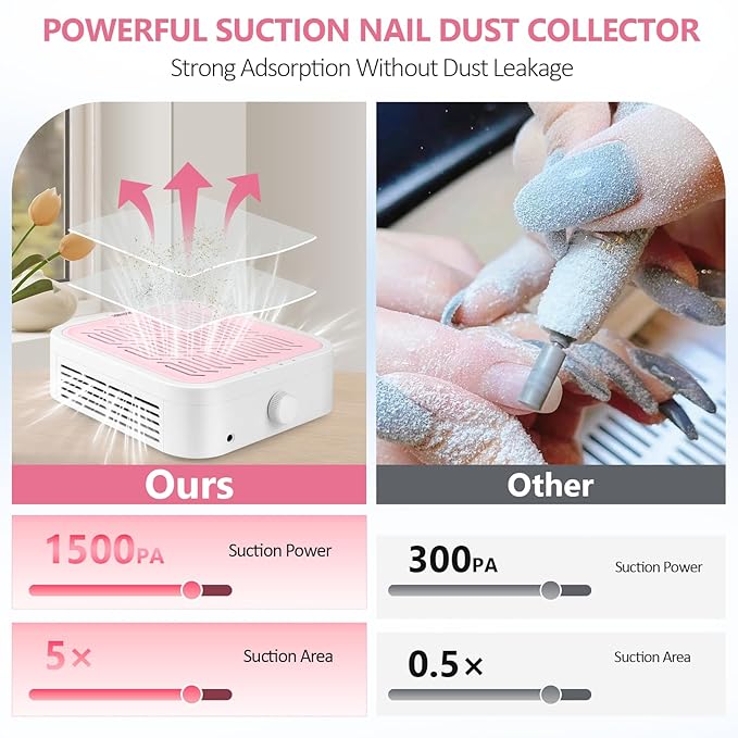 LIONVISON Nail Dust Collector for Salons: Vacuum Fan Dust Suction Machine for Beginners DIY - Manicure Pedicure Tool with Reusable Filter for Home-BrightBean Baby