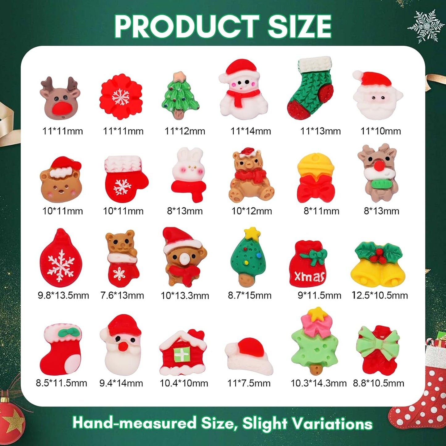Makartt Christmas Decorations Gift Set: 48PCS 3D Nail Charms with Cartoon Santa, Elk, Tree, Bells for Women, Includes Art Tweezer, Acrylic Accessories for Nails Techs and DIY-BrightBean Baby