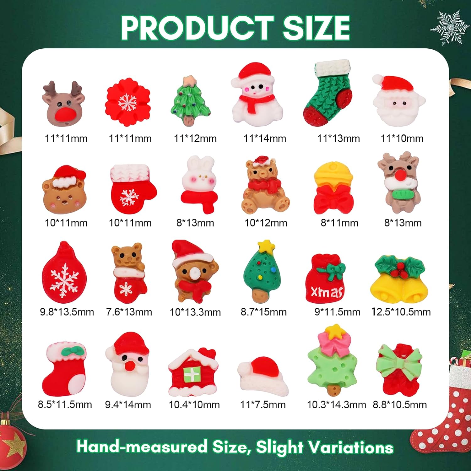 Makartt Christmas Decorations Gift Set: 48PCS 3D Nail Charms with Cartoon Santa, Elk, Tree, Bells for Women, Includes Art Tweezer, Acrylic Accessories for Nails Techs and DIY-BrightBean Baby