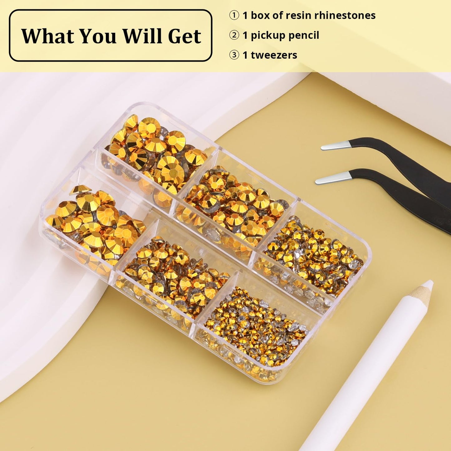 Resin Rhinestones for Crafting, 1 Box Copper Gold Multi Sizes Flatback Bedazzling Crystals for Crafts Nail Art Decoration, Non Hotfix Gems Charms for Tumbler Shoes Clothing Fabric Face Makeup-BrightBean Baby