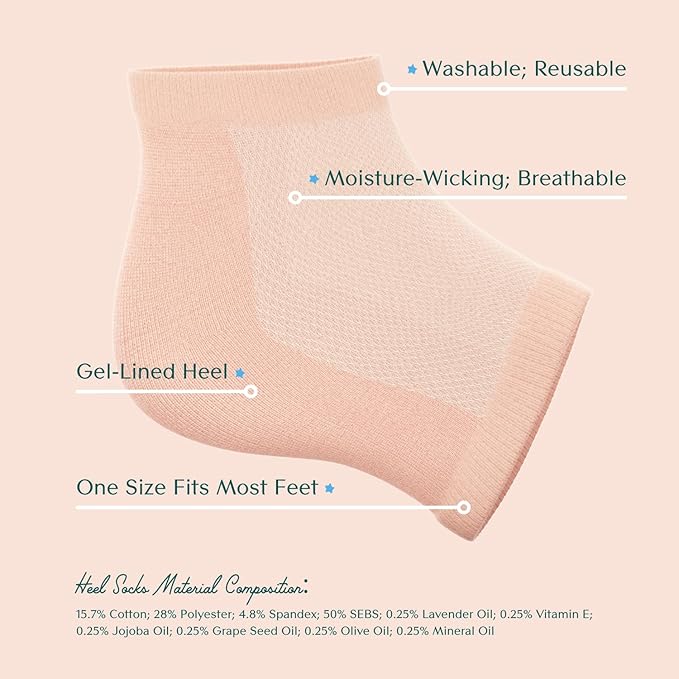Bare August Moisturizing Heel-Repair Gel Socks – Overnight Spa Sleep Socks for Dry, Cracked Heels & Soft Feet-BrightBean Baby