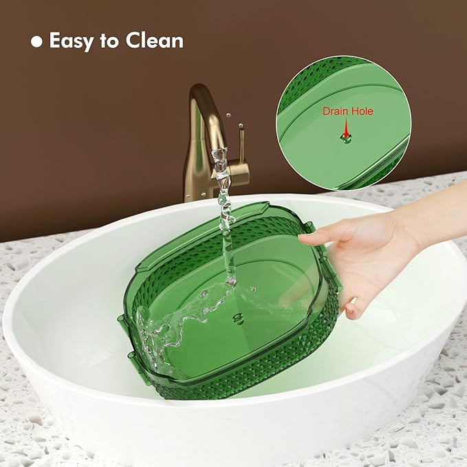 Awenia Rotating Makeup Organizer 360, Stackable Adjustable Large Capacity Cosmetic Storage Unit,Dresser Bathroom Kitchen Countertop Organizer with Metal Handle, Plus Size (Gem Green, 2 Tier)-BrightBean Baby