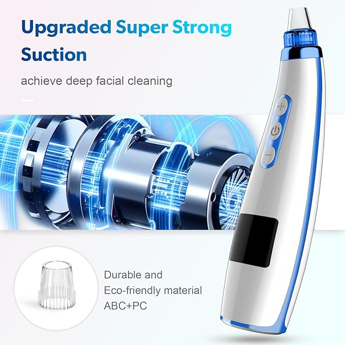 Blackhead Remover Pore Vacuum Upgraded Facial Pore Cleaner Electric Comedone Whitehead Extractor Tool-5 Suction Power,5 Probes,USB Rechargeable-BrightBean Baby