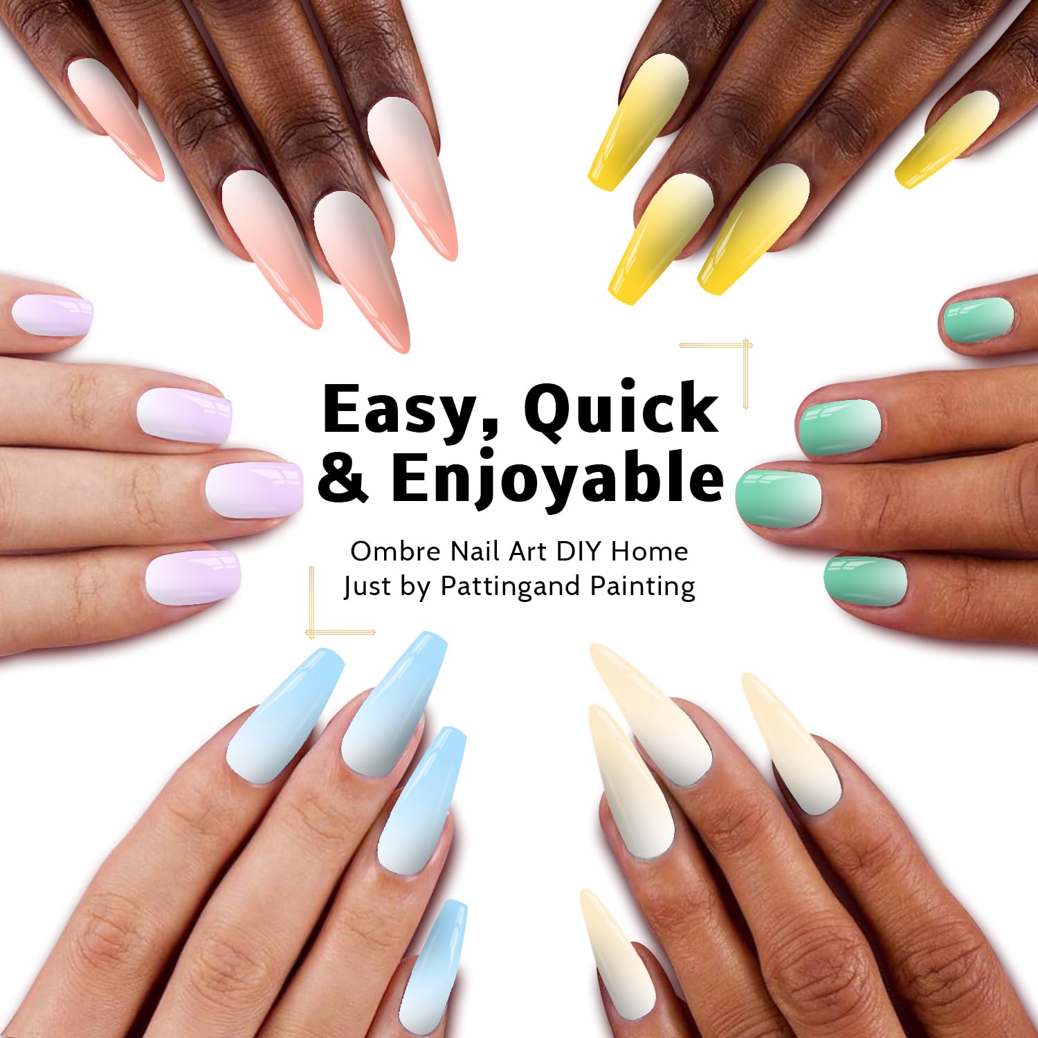 Sponge Pat Paint Nail Gel, Ombre Nails Gradient Gel Nail Blush Blooming Aura Nails Drawing Stripper Floral Painting DIY Nail Art, No Wipe, UV/LED Curing (12 Colors A)-BrightBean Baby