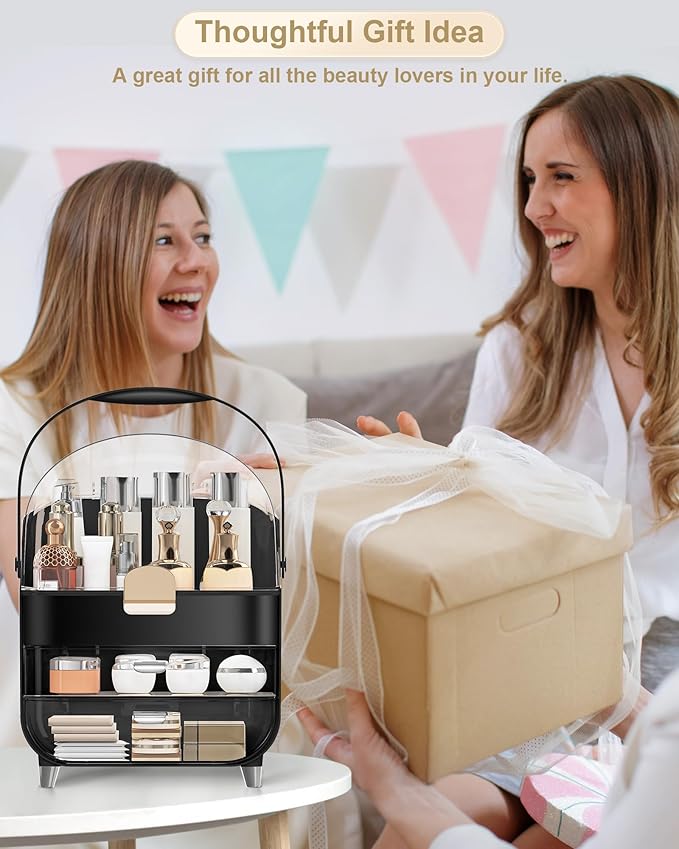 Makeup Organizer, Skincare Holder Bathroom Counter Organizer, Storage Box Cosmetic Display Cases, Teen Girl Gifts Trendy Stuff Make up Organizers for Vanity, Dresser, Countertop (black)-BrightBean Baby