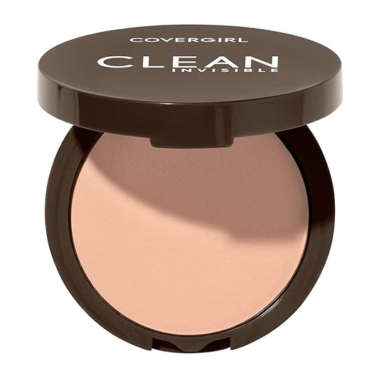 Covergirl Clean Invisible Pressed Powder, Lightweight, Breathable, Vegan Formula, 130 - Classic Beige, 0.38oz-BrightBean Baby