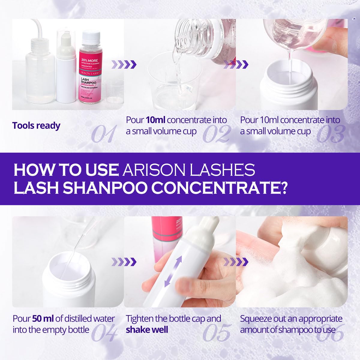 ARISON LASHES Lash Shampoo Concentrate for Lash Extensions 100ML Eyelash Cleanser Concentrate Oil-Free Eyelash Extension Shampoo with Salon Home Care(Lavender)-BrightBean Baby