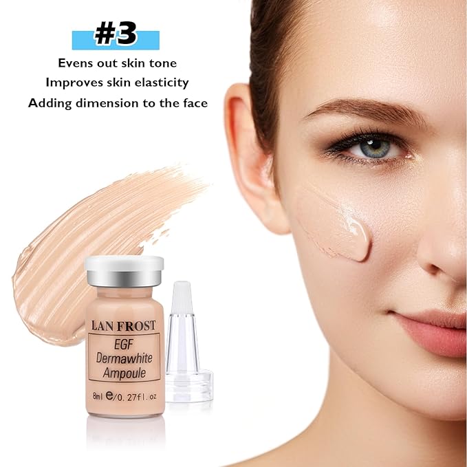 BB Facial Glow Serum Starter Kit Hyaluronic Acid Essence Foundation Skin Care Kit 0.27oz 12 Vials, Combined With Niacinamide and Peptides To Brighten Skin Tone Anti-Aging Foundation Light Rose #3-BrightBean Baby