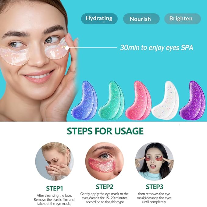 28 Pairs Collagen Eye Mask, Anti Wrinkle Eye Patches for Puffy Eyes and Dark Circles, Natural Marine Collagen Eye Gel Pads for Puffiness, Eye Treatment Skin Care for Puffiness Wrinkle Eye Bags-BrightBean Baby