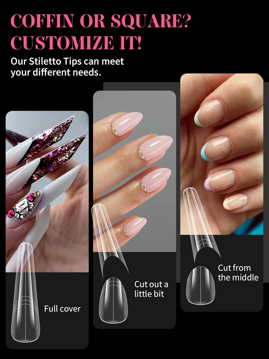 EBANKU Dual Nail Forms for Poly Extension Gel, 150 PCS Clear Coffin Nail Molds Reusable 15 Sizes Nail Extension Forms for Builder Gel Manicure Design Salon DIY-BrightBean Baby