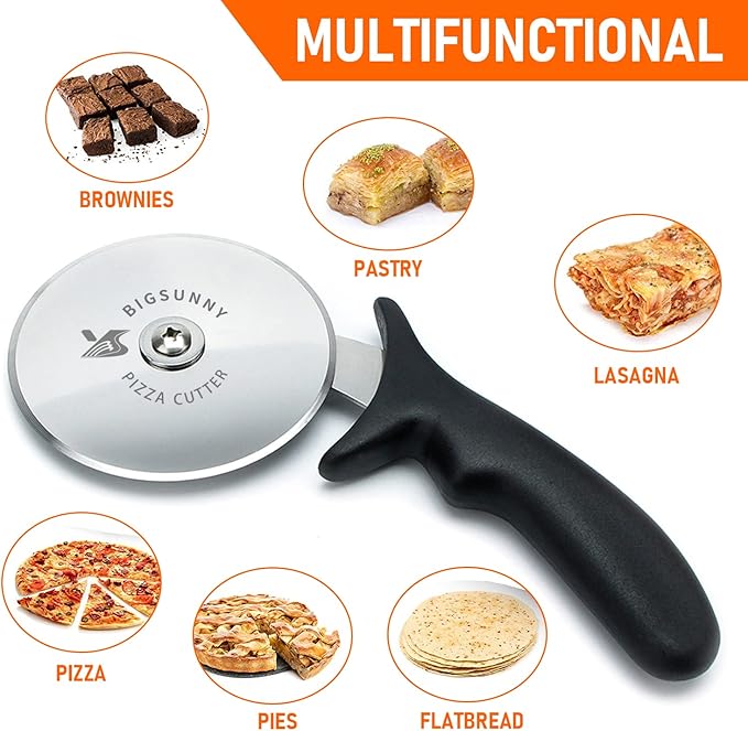 MSY BIGSUNNY Pro Pizza Cutter, Stainless Steel Pizza Cutter Wheel, with Super Sharp Pizza Slicer Dia 4-inch(10cm), Dishwasher Safe