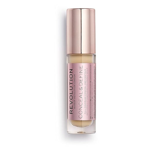 Makeup Revolution Conceal and Define Concealer, Full Coverage & Matte Finish, C5.5 for Fair/Light Skin Tones, Vegan & Cruelty-Free, 0.7 Fl Oz-BrightBean Baby