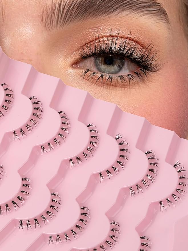 Lashes Natural Bottom Lashes 9mm Lower Strip Lashes Extention False Eyelashes Natural Look Wispy Bottom Eyelashes Fake Lashes Pack 7 Pairs-BrightBean Baby