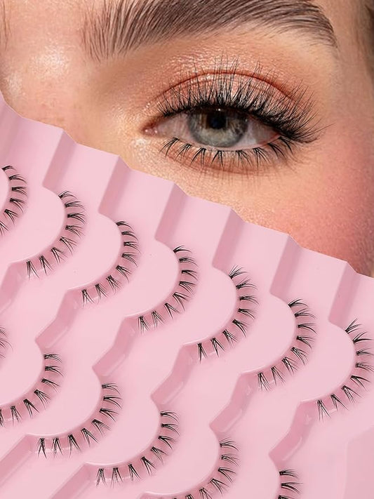 Lashes Natural Bottom Lashes 9mm Lower Strip Lashes Extention False Eyelashes Natural Look Wispy Bottom Eyelashes Fake Lashes Pack 7 Pairs-BrightBean Baby