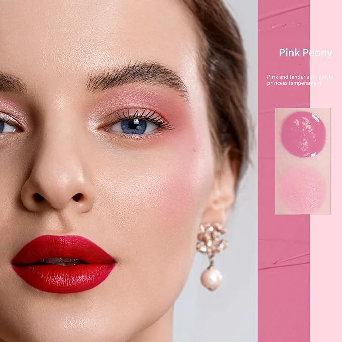 BLUE LOVE Cushion Liquid Blush - Silky Cheek Tint with Mirror, Natural Enhancer for a Radiant Finish, Contours & Highlights for Effortless Elegant (03 Pink Peony)-BrightBean Baby