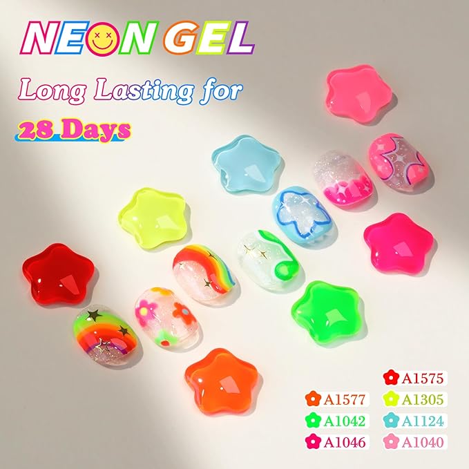 Double Rhythm 28Pcs 0.5Oz Gel Nail Polish Set Same Color Same Bottle Soak Off Gel Polish Kit Nail Art Manicure Salon DIY at Home for Women (Candy Neon Collection-T24-6)-BrightBean Baby