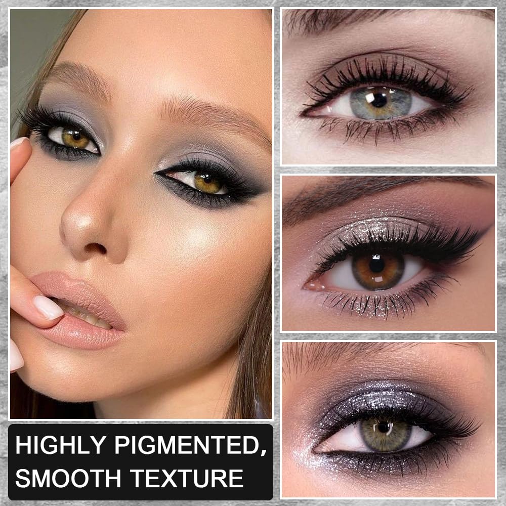 42 Colors Smokey Eye Shadow Makeup Palette,Nude White Black Grey Brown Matte Shimmer eutral Natural Eyeshadow,Waterproof, Long Lasting Naturing-Looking-BrightBean Baby