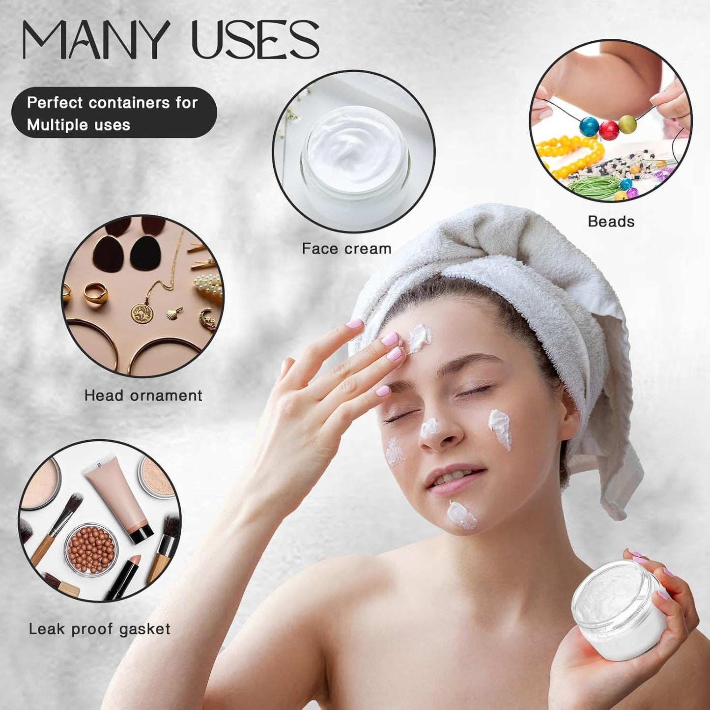 SATINIOR 100 Pcs Plastic Jars with Lids Small Containers Lids Wide Mouth Small Plastic Containers for Lotion Cream Rhinestones Body Butters Travel Storage(2 oz,Black)-BrightBean Baby