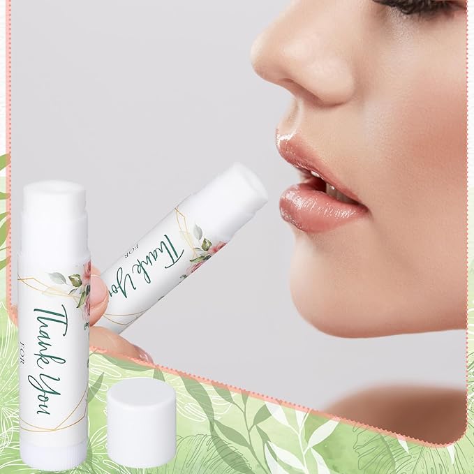 Whaline 60Pcs Thank You Gift Lip Balm Bulk Wedding Lip Balms Vanilla Flavor Floral Moisturizing Lip Care Guest Basket Gift Stuffer for Bridal Shower Baby Shower Birthday Party Favor Supplies-BrightBean Baby