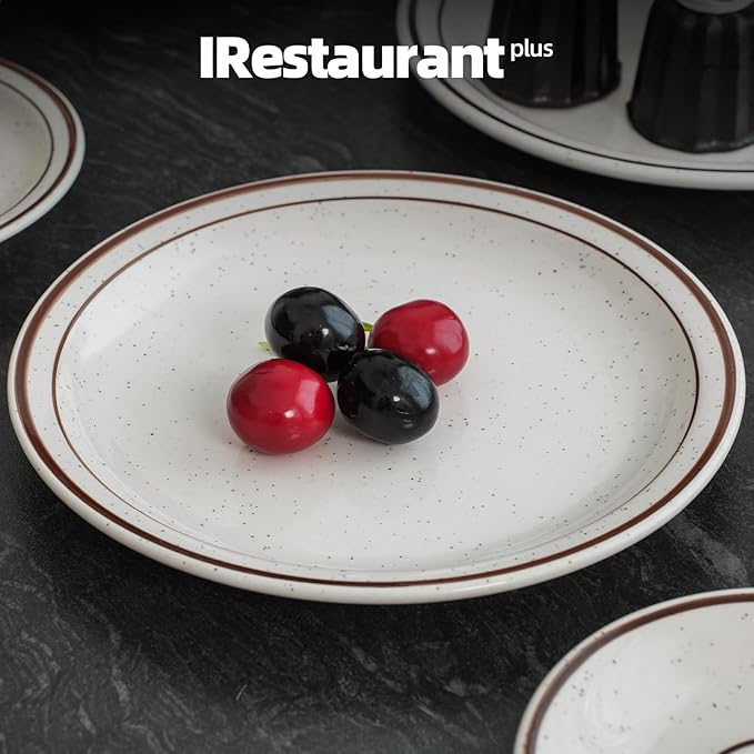 Stoneware Narrow Rim Brown Speckle, Plate 6.5", Case of 36