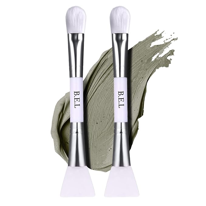 Bare Essentials Living Clay Face Mask Brush (2 Pack, White) Dual Soft Silicone Face Mask Applicator Brush Tool, Great Facial Essentials, Moisturizer Applicator & Skincare Brush for Facials-BrightBean Baby