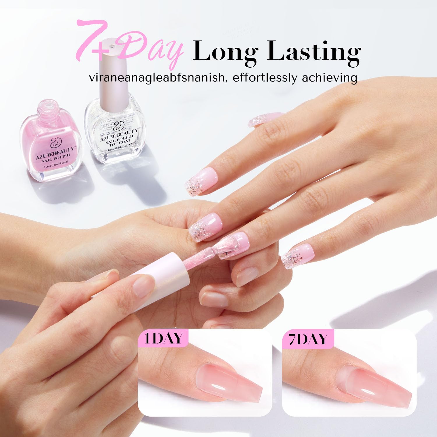 AZUREBEAUTY Magnetic Cat Eye Nail Polish Set – 2 Cat Eye & 2 Glitter Colors with Top Coat, Chrome Shimmer Gel Effect, Quick Dry Long Lasting DIY Nail Kit for Salon Home-BrightBean Baby