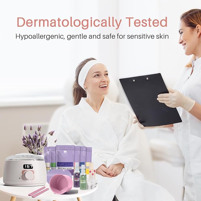 BLITZWAX Brazilian and Bikini Waxing Kit for Women, Hard Wax Warmer for Face, Legs, and Body, At Home Hair Removal Kit, Beginner Friendly, Quick Heating, 6 Packs Wax Beads-BrightBean Baby