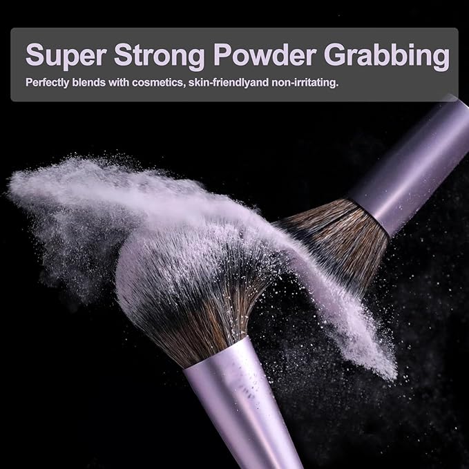 BS-MALL Travel Makeup Brush Set Foundation Powder Concealers Eye Shadows Makeup Set with LED light Mirror 14 Pcs (Purple)-BrightBean Baby