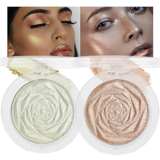 evpct Blonde Gold & Champagne Gold Face Highlighter Makeup Shimmer Glitter Diamond Sparkly Highlighters Makeup Palette Powder for Face Body Cheek iluminadores iluminador de jos maquillaje luminizers-BrightBean Baby
