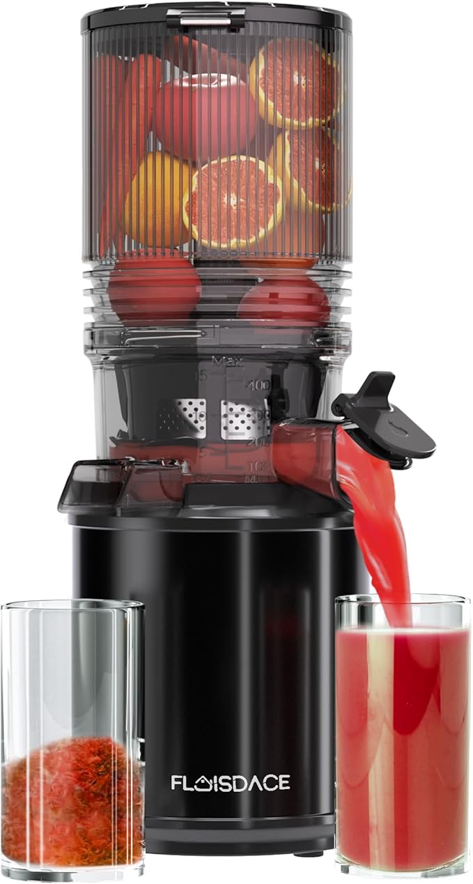 Cold Press Juicer – 6.5" Extra Large Feed Chute Fit Hands-Free Electric Masticating Juicer Machine, 350W Slow Masticating Juicer Machine for Whole Fruit and Vegetables – Easy Cleanup & Assembly