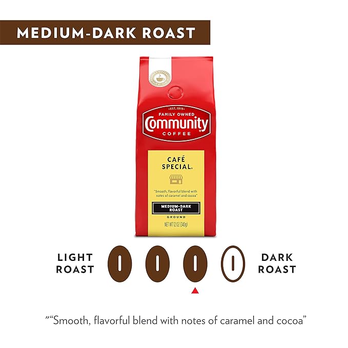 Community Coffee Café Special Blend Ground Coffee, Medium-Dark Roast, 32 Ounce Bag (Pack of 4)