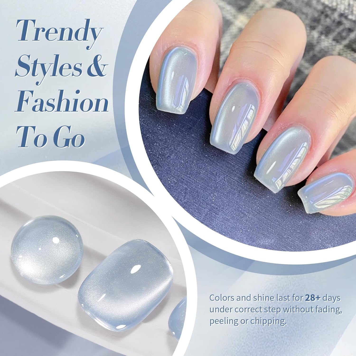 Born Pretty Cat Magnetic Eye Gel Nail Polish, Blue Moonlight Cat Magnetic Gel, Glass Shiny Effect Blue Soak Off Nail Art Salon Manicure Home Gift 15ml-BrightBean Baby