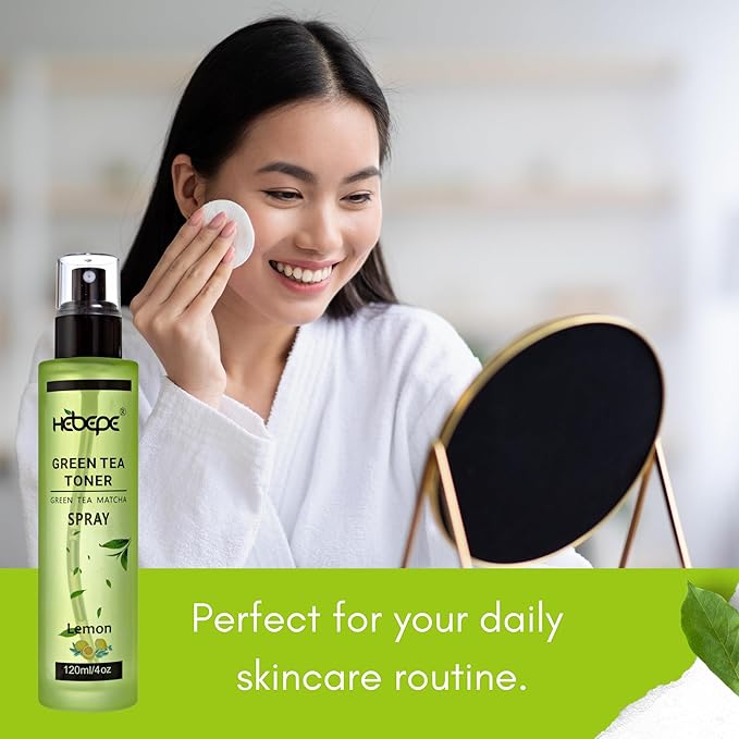 Green Tea Matcha Facial Toner Mist with Lemon, Refreshing, Moisturizing, and Soothing Face Toner, with Jojoba Oil, Castor Oil, Snail Filtrate,120ml-BrightBean Baby