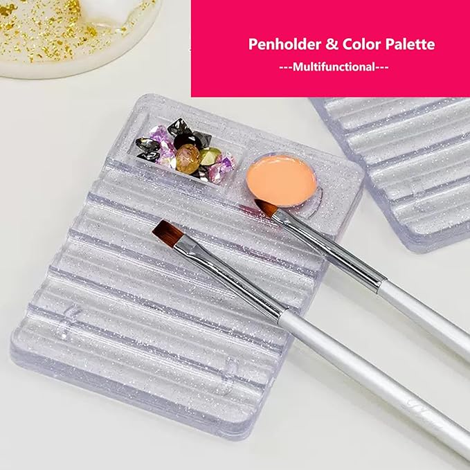 62 Pcs Nail Art Brushes Set,5 Pcs Striping Liner Brush,5 Pcs Dual Tipped Silicone Dotting Sculpture Pen,50 Pcs Nail Sponges for Ombre with Grabbing Pen,Mixing Palette Pen Holder-BrightBean Baby