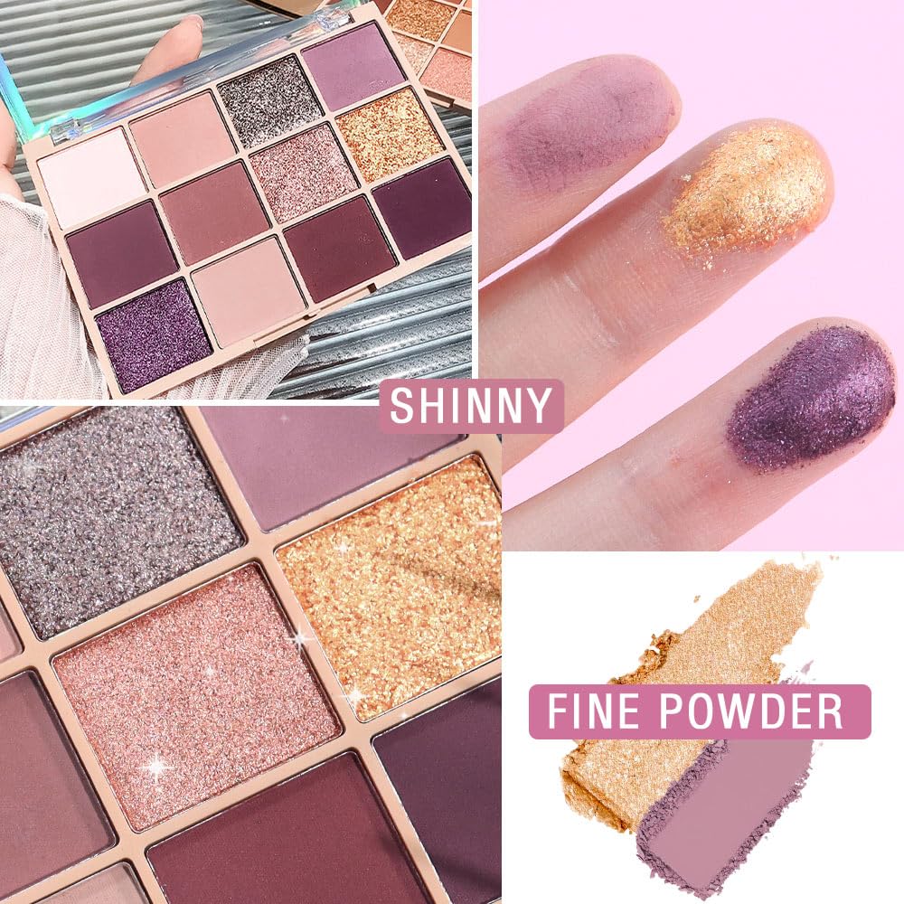 Neutral Smokey Eye Shadow Palette,Nude Mauve Rose Gold Cream Eyeshadow Palette,Make Up Pallets for Women Natural Eyeshadow for Eyes Long Lasting Naturing-Looking-BrightBean Baby