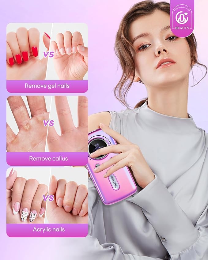 CozyZen Cordless Nail Drill Professional: 45000 RPM Rechargeable Electric Nail File Kit, Portable & Low Noise for Acrylic, Gel Nails, Manicure & Pedicure - Salon & Home Use-BrightBean Baby