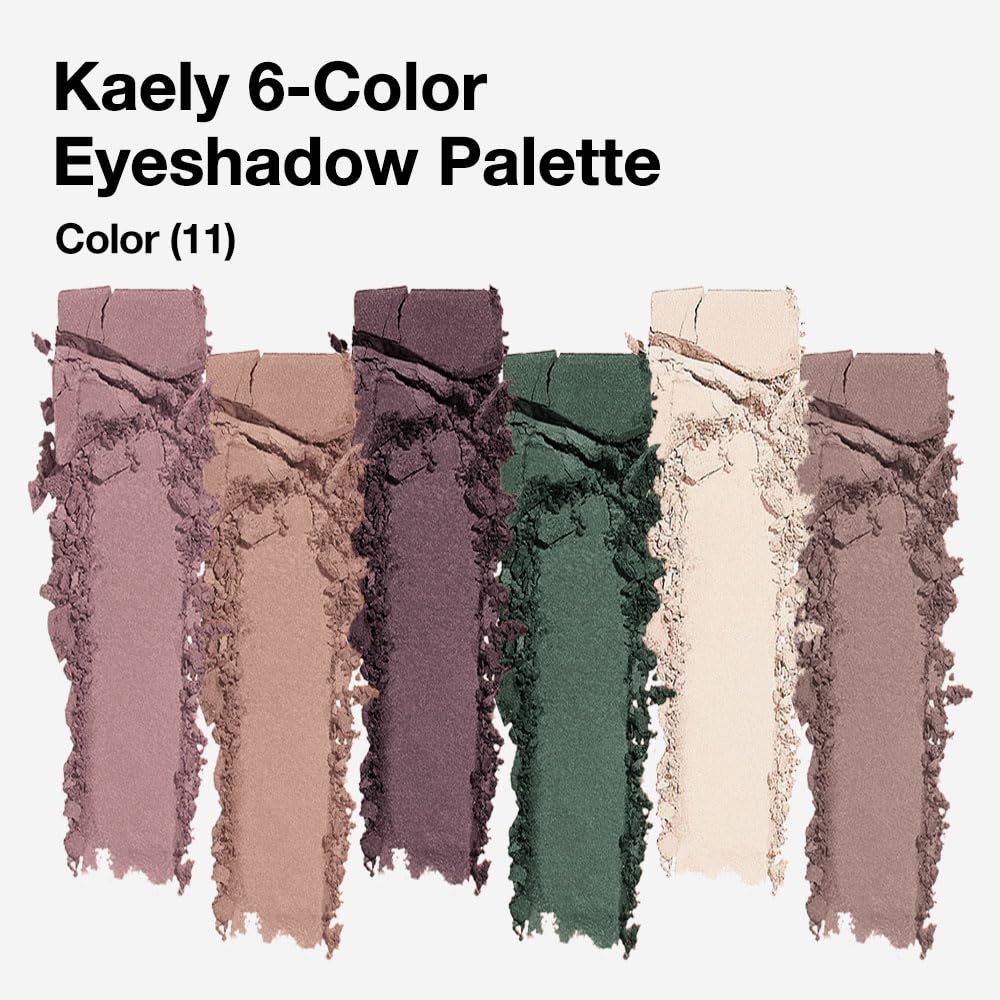 Kaely 6 Colors Mini Neutral Eye Shadow Palette Makeup, Taupe Rosy Brown Smokey Plum Forest Green Nude Beige Cocoa Brown Matte Eyeshadow Palette for Older Women Pigmented Waterproof, Cruelty-free, 11-BrightBean Baby