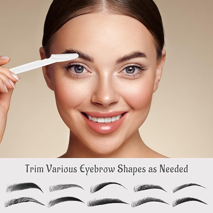 6 Pcs White Eyebrow Razor, Face Razors Multipurpose, Facial Razors for Women Men, Eyebrow Trimmers Shaver with Protective Cover, Dermaplaning Tools for Face Body Use, Facial Hair Removal Tools-BrightBean Baby