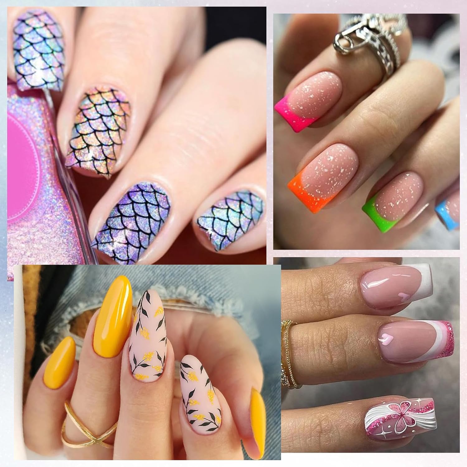 Born Pretty Nail Stamping Plates Set Nail Art Image Plates Plaid Flowers Leaves Geometric French Stamp Templates Kit Image Manicuring DIY Printing Tools 6PCS-BrightBean Baby