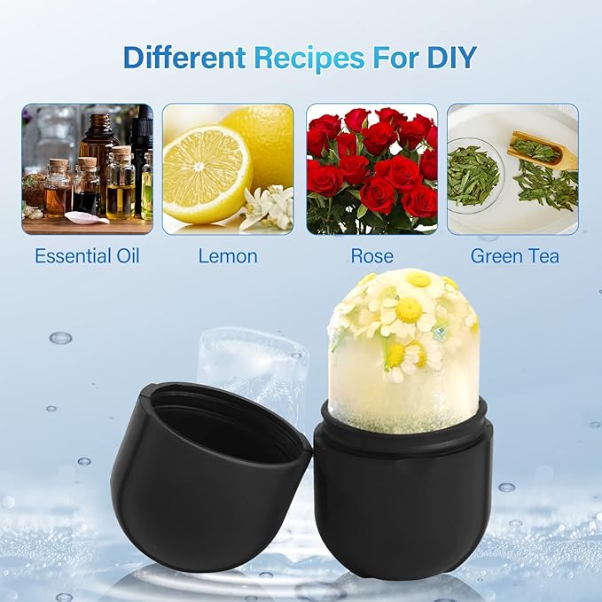 Ice Roller for Face Eye, Ice Roller Mold Face Skin Care Kit for Brighten Skin and Enhance Your Natural Glow Remove Fine Lines Shrink Pores Reduce Acne and Lubricate the Skin (Black)-BrightBean Baby