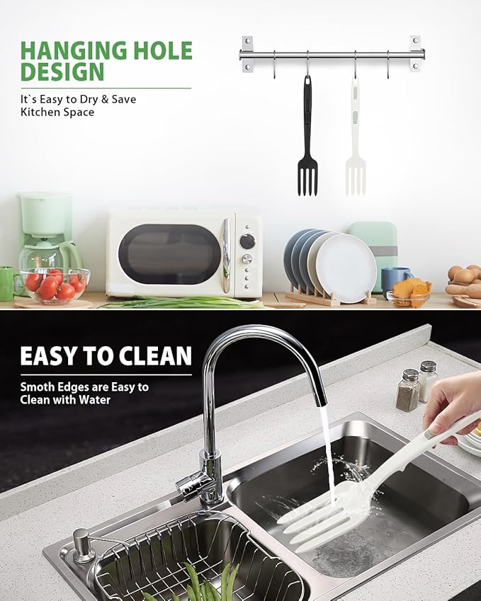 Silicone Flexible Cooking Fork, 11.6 Inch Heat Resistant, Large Non Stick for Mixing, Mashing, Whisking (BW)