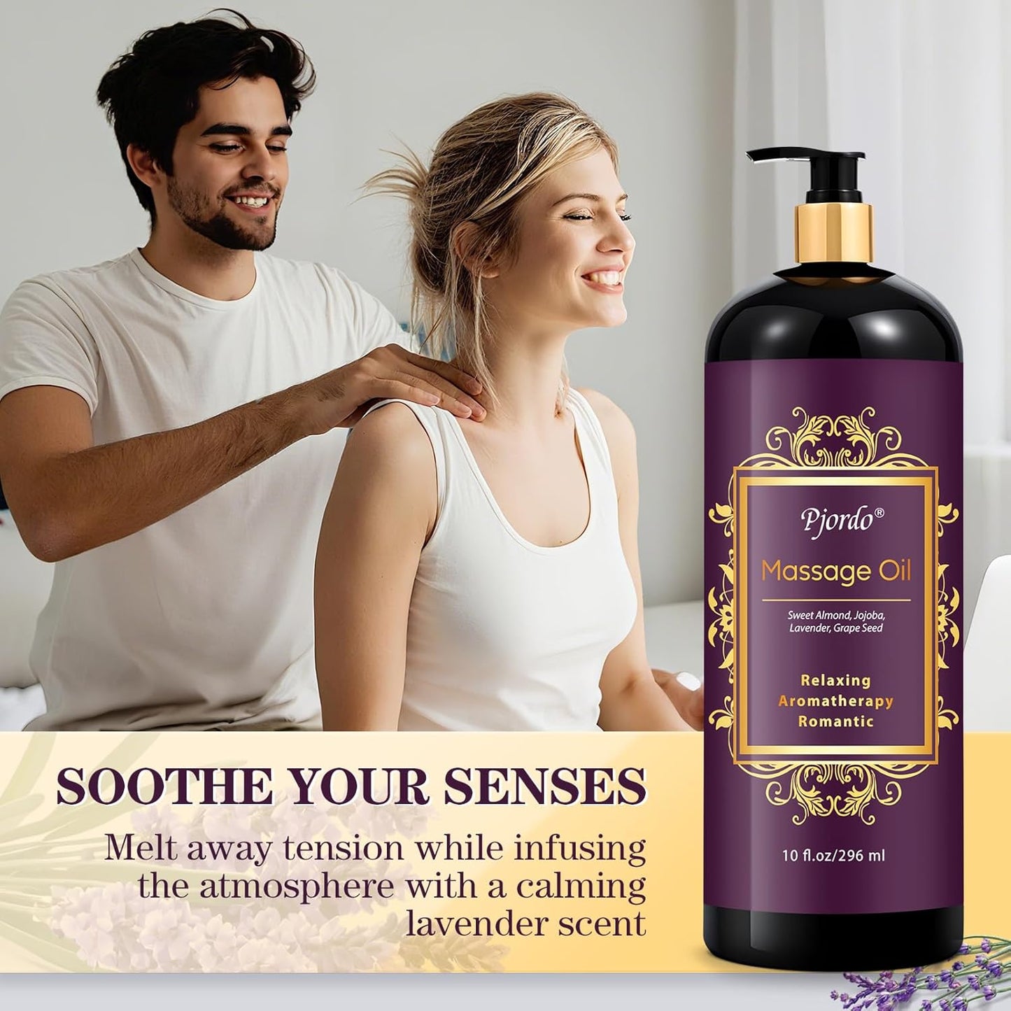 Massage Oil for Massage Therapy, Vanilla, Lavender Oil, with Massage Roller Ball, Massage Oils for Muscle Relaxing, Calming, Soothing & Moisturizing, Spa Gift Set for Her and Him-BrightBean Baby