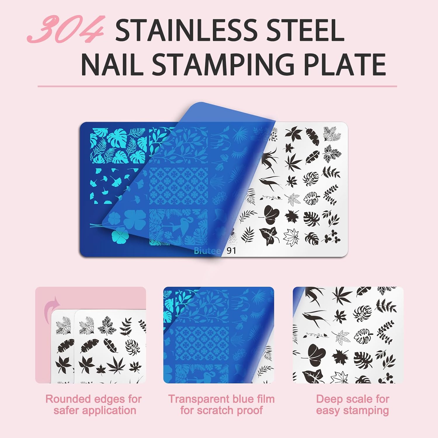 Biutee Nail Stamping Plates Set 8pcs Nail Stamping Polish Gel, 10pcs Nail Stamper Kit with Stamper, Nail Art Plates Set for Women Girls DIY Salon & Home-BrightBean Baby