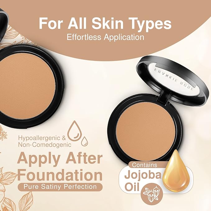 Frankie Rose Cosmetics Powder Foundation – Full Coverage Face Powder For Pores & Imperfections, Evens Out Skin Tone & Shine-Control | 58 Grams (Olive)-BrightBean Baby