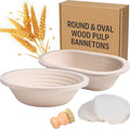 Round & Oval Wood Pulp Banneton Bread Proofing Basket Set, Sourdough Banneton Basket Set, Bread Making Tool Brotform Sourdough Bread Baking Supplies