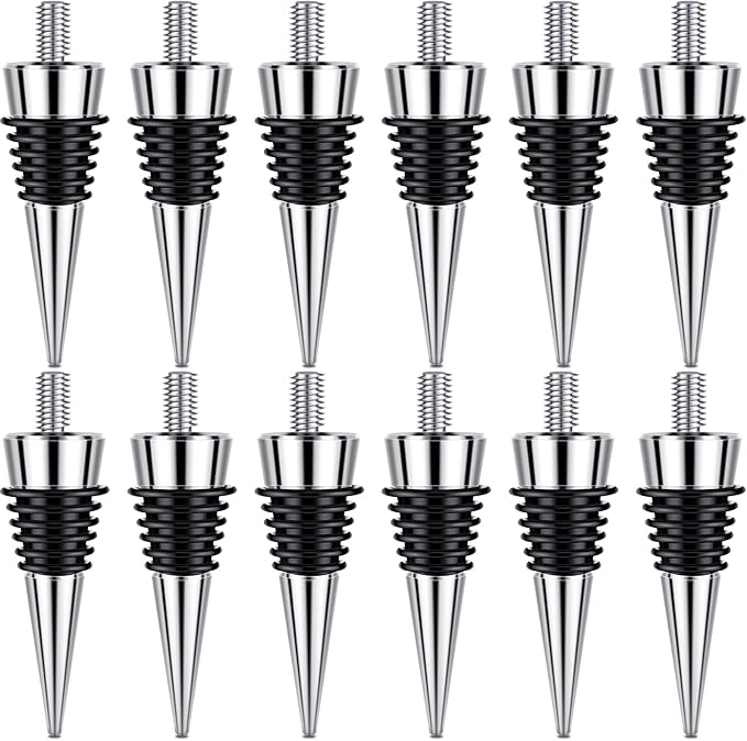 12 Pieces Metal Bottle Stopper 16 x 3/8 Blank Stainless Steel Wine Bottle Stopper Kit Reusable Wine Saver Corks Chrome Bottle Stopper Set Hardware for Wedding Wine Party Bar Turning